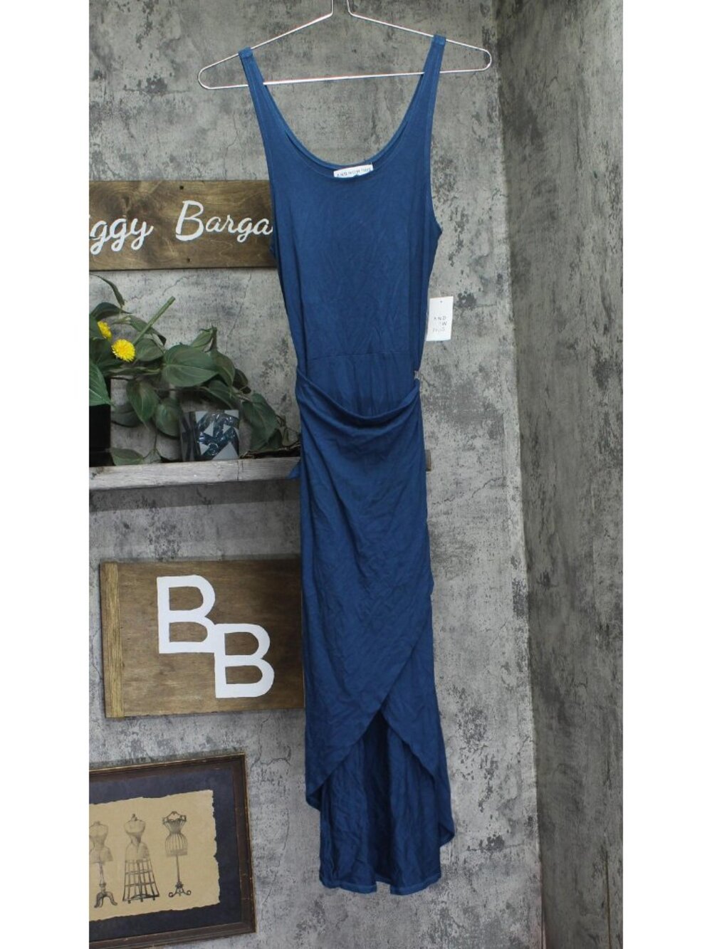 And Now This Knit Side-Tie Tulip Midi Wrap Dress MMD020822 Teal Blue Green S